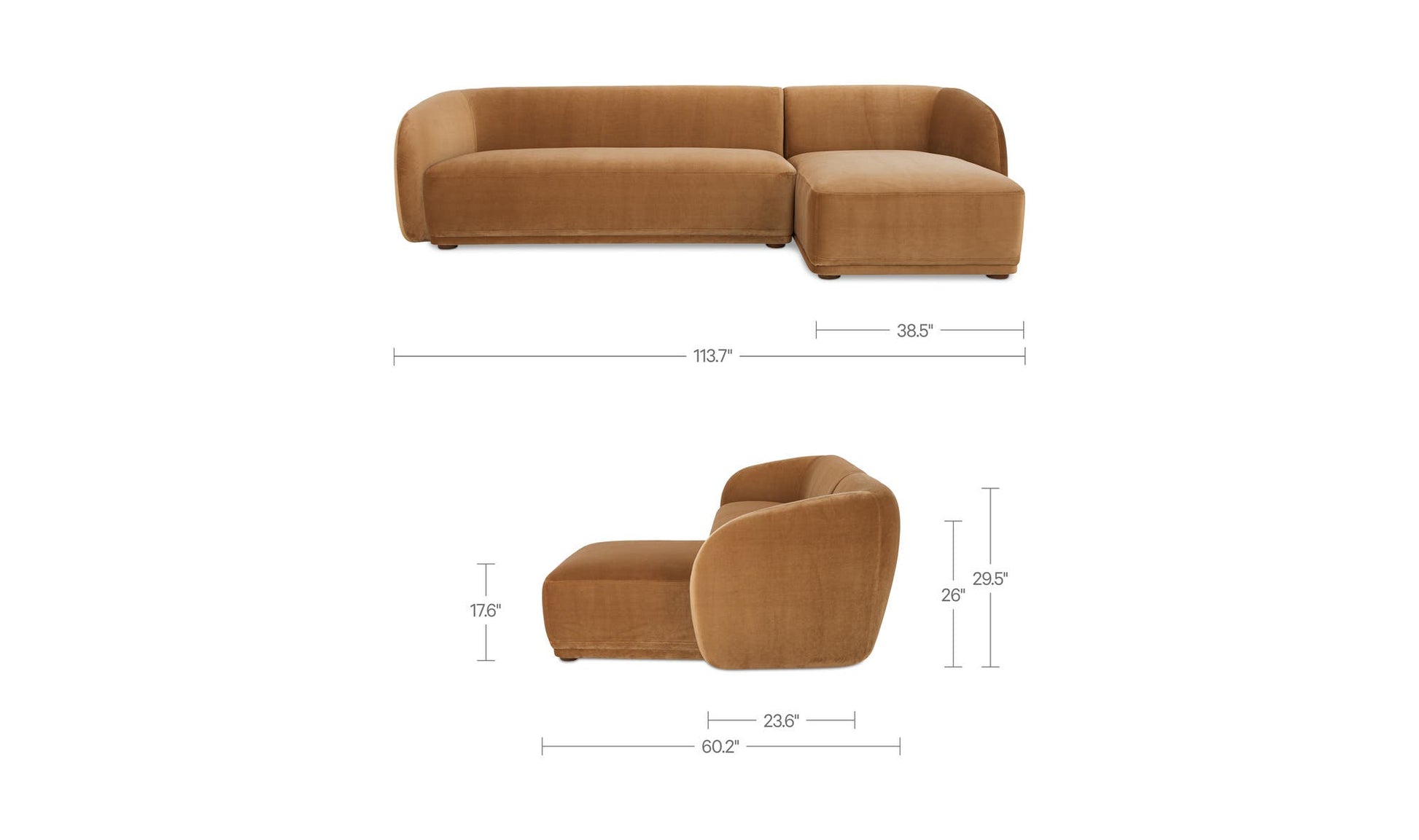 Faye Right Sectional Tan Faux Mohair by Moe's Home Collection - view 15