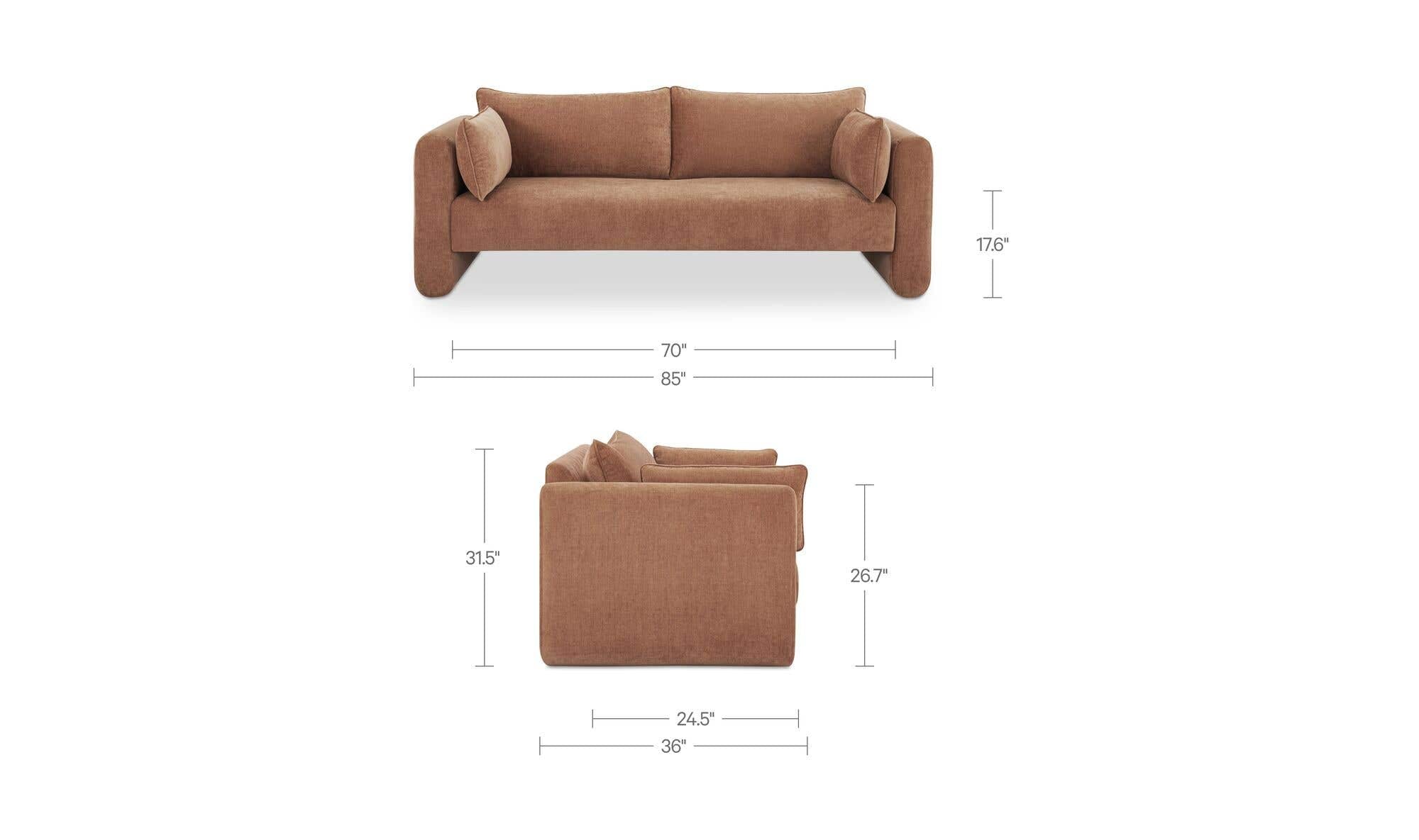Moore Sofa Heritage Pink by Moe's Home Collection - view 11
