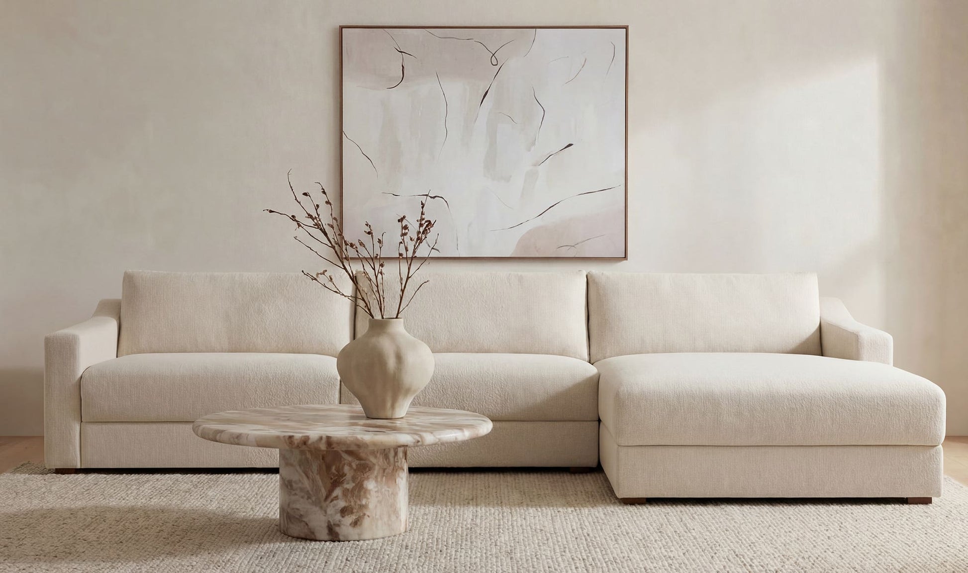 Farrow Sectional Flecked Oat Right by Moe's Home Collection - view 5