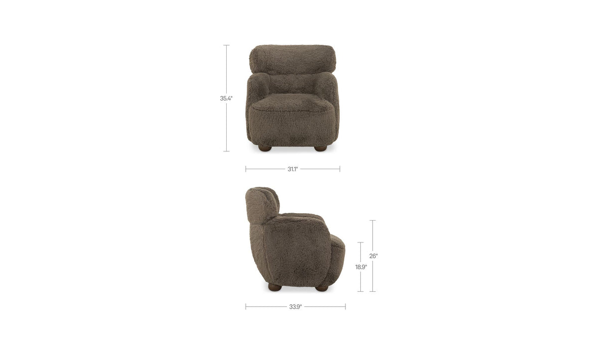 Wales Accent Chair Light Brown Faux Fur by Moe's Home Collection - view 10