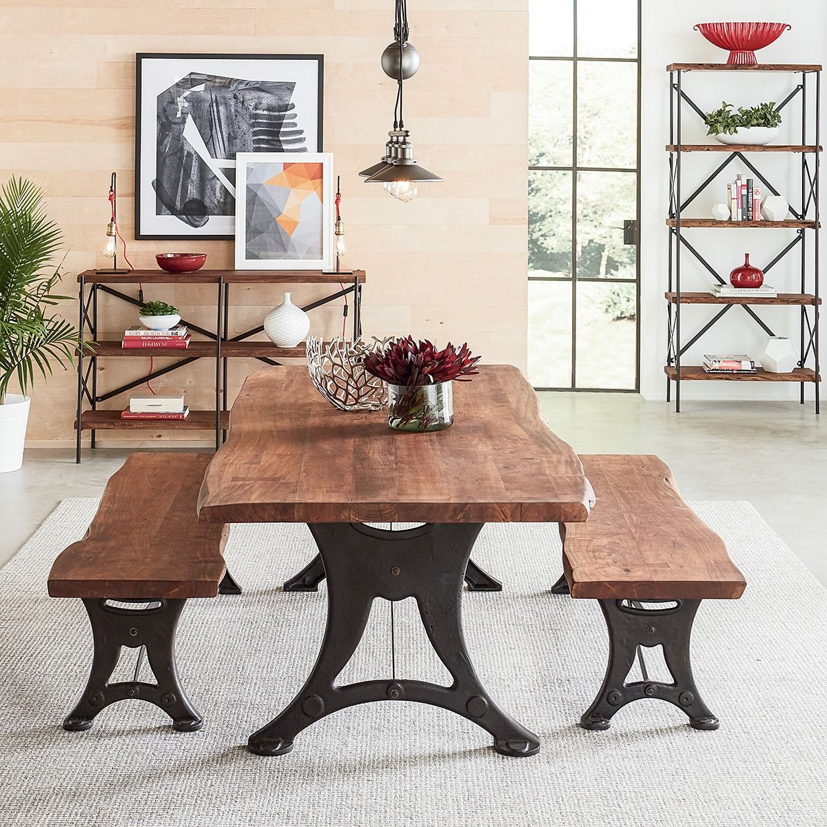 Organic Forge 90" Bench in Raw Walnut - manufacturer view 3