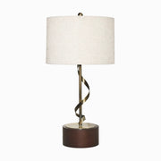 Foundry Table Lamp | Twisted Brass Stem and Wood Base
