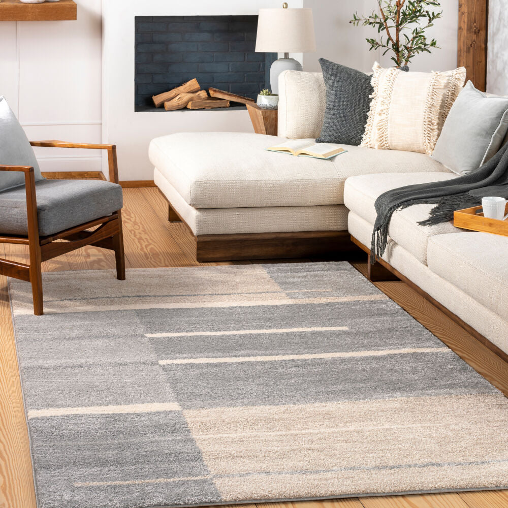 Fowler Gray/Taupe Machine Woven Rug - roomscene