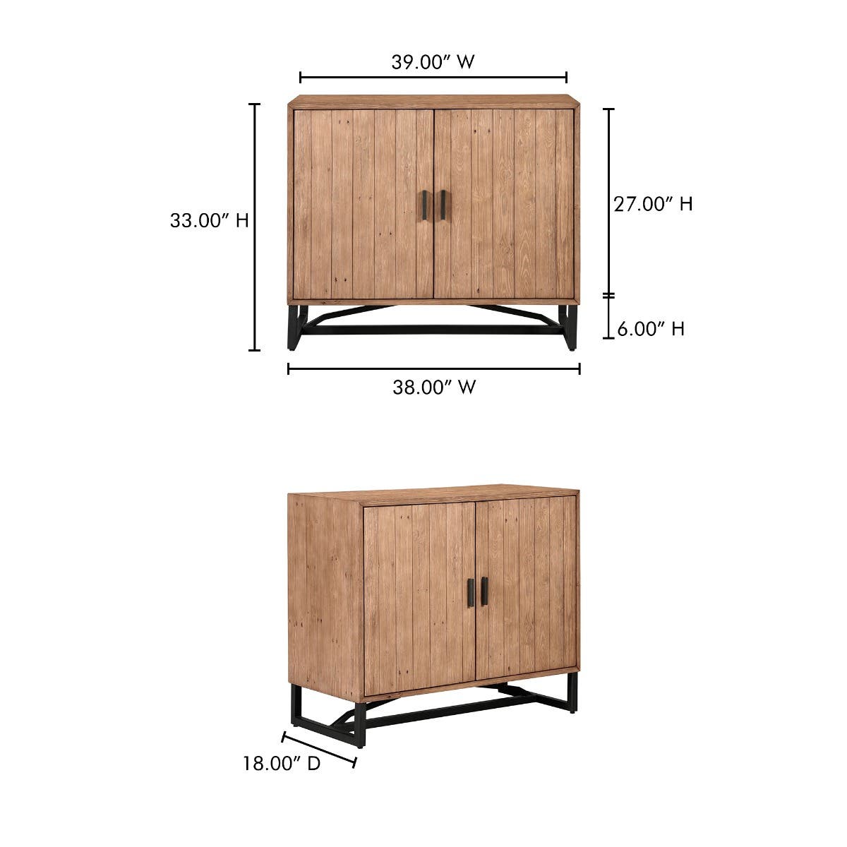 Sierra 2 Door Cabinet Natural by Moe's Home Collection - view 18