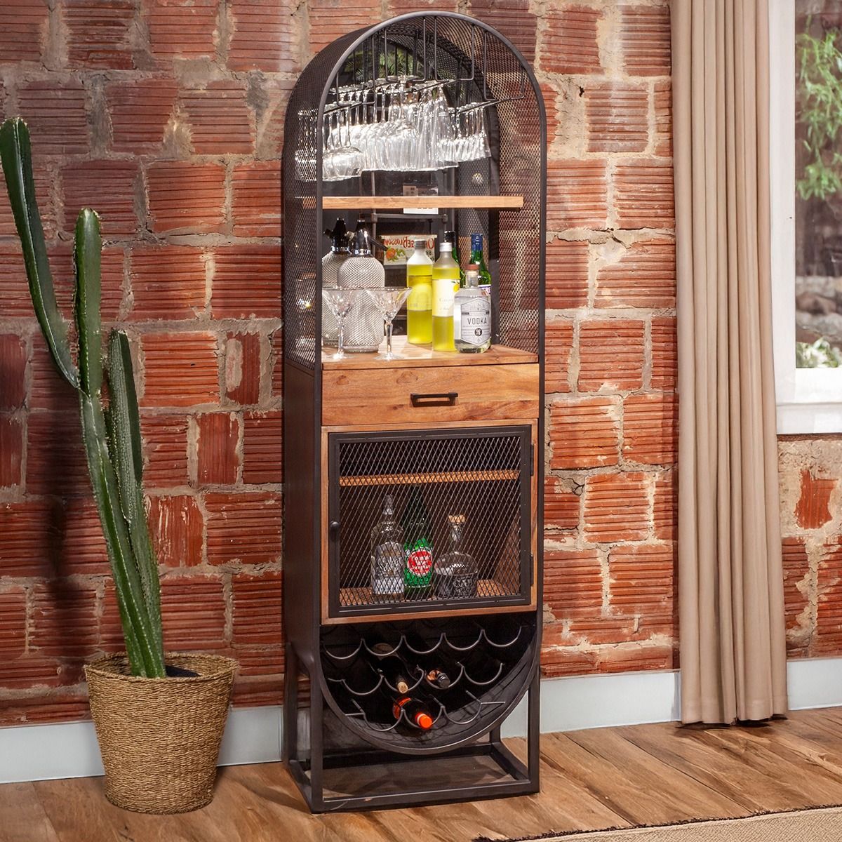 Roswell 23" Bar Cabinet in Natural Mango Wood and Iron - image 3