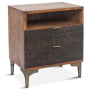 Anna Modern Carved Solid Wood 2-Drawers Nightstand