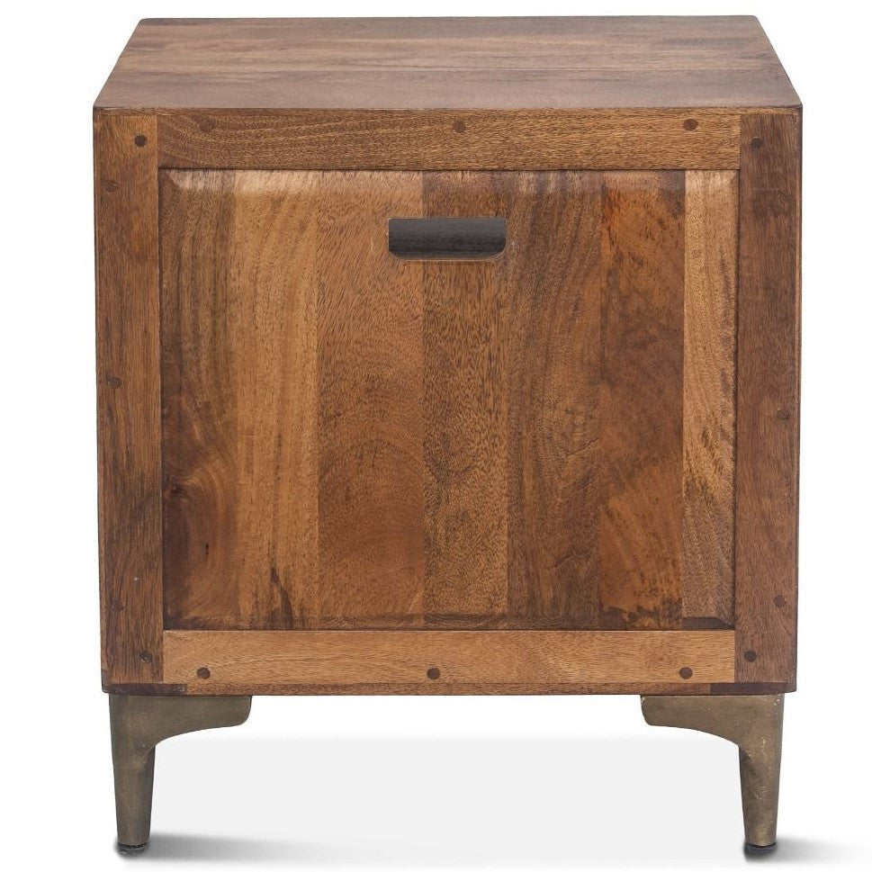 Anna Modern Carved Solid Wood 2-Drawers Nightstand