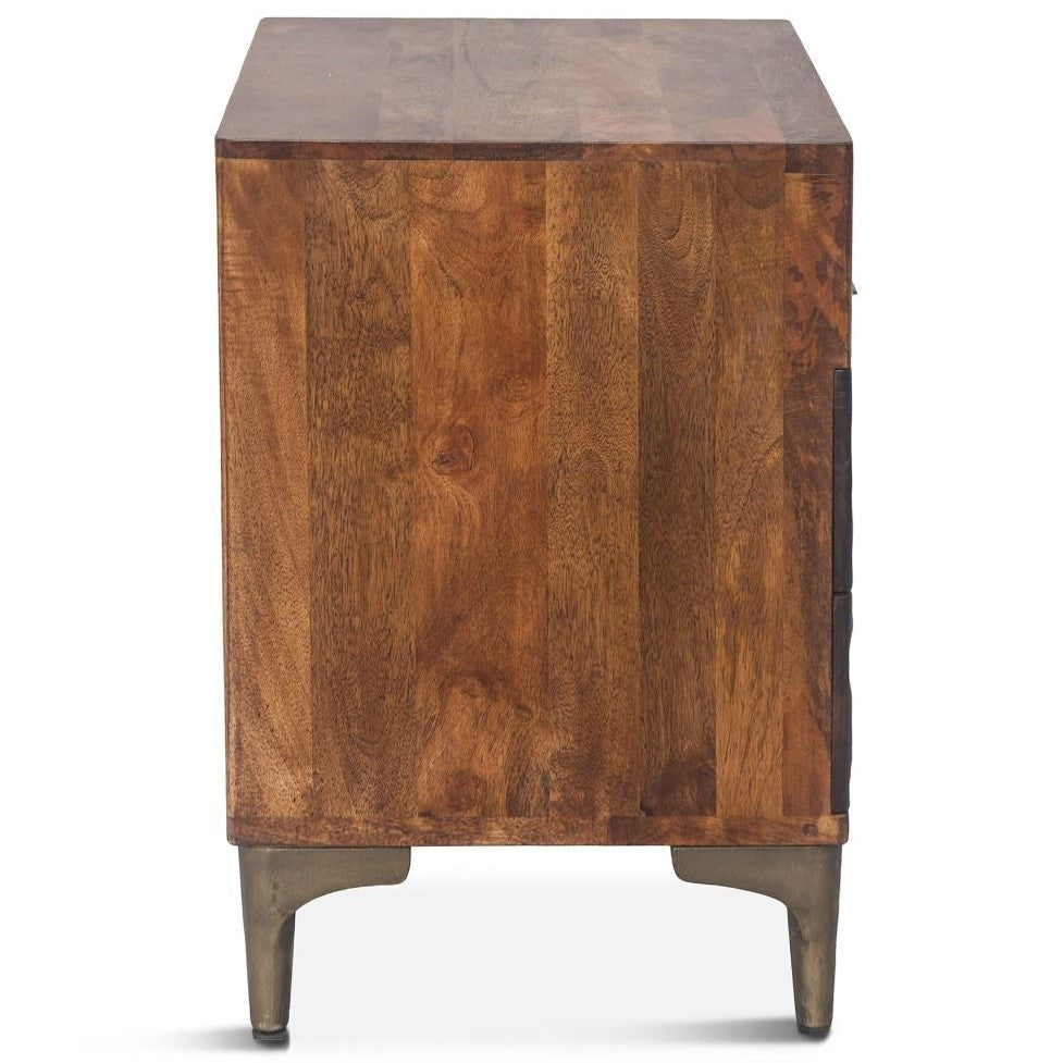 Anna Modern Carved Solid Wood 2-Drawers Nightstand