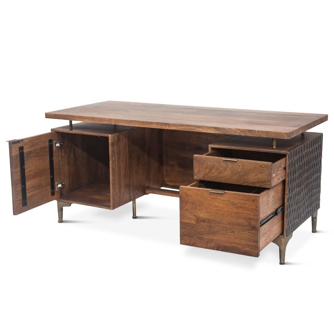Anna Modern Solid Wood Executive Desk 66"