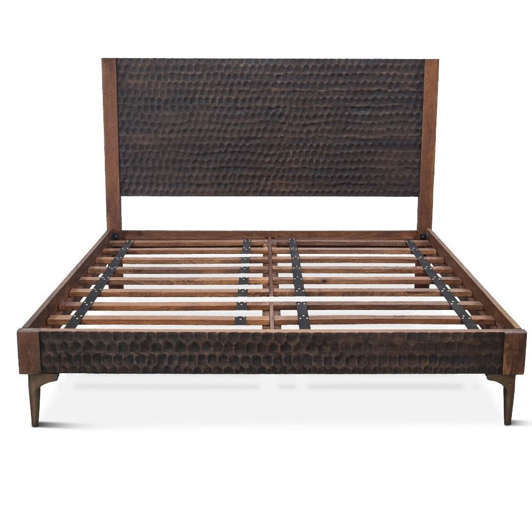 Anna Modern Carved Solid Wood Queen Bed