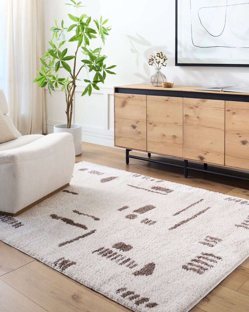 Fossay Shag Dark Brown/Light Beige Machine Woven Rug FSG-2300 - roomscene