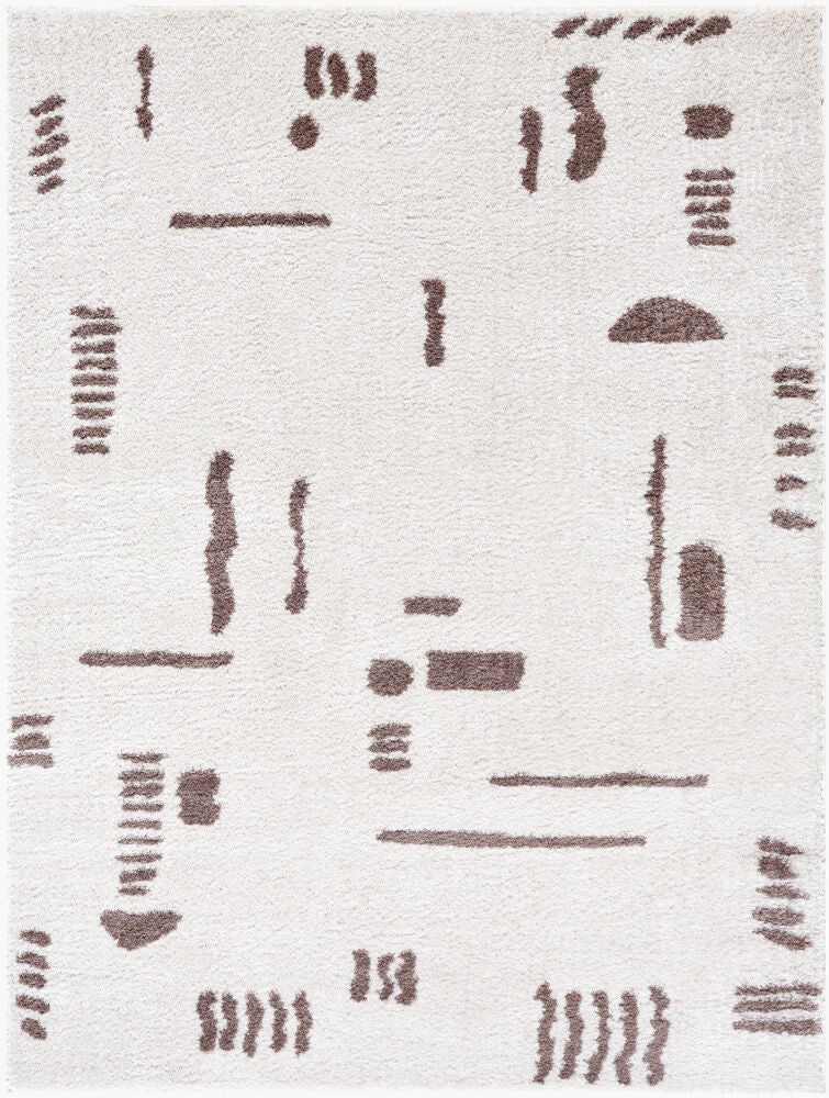 Fossay Shag Dark Brown/Light Beige Machine Woven Rug FSG-2300 - 2' x 2'11"