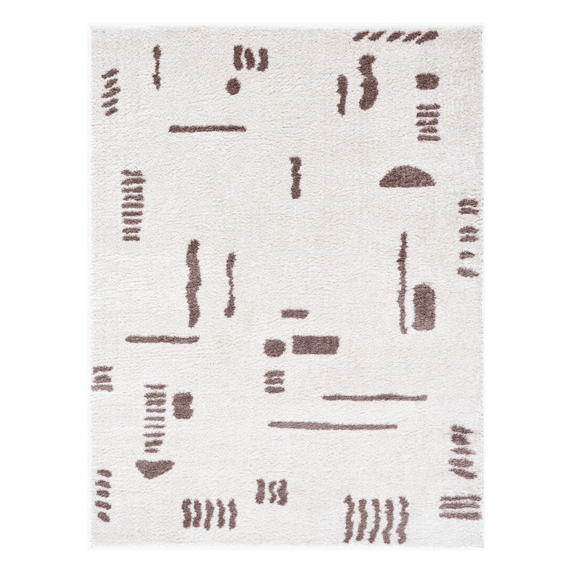 Fossay Shag Dark Brown/Light Beige Machine Woven Rug FSG-2300 - 2' x 2'11"