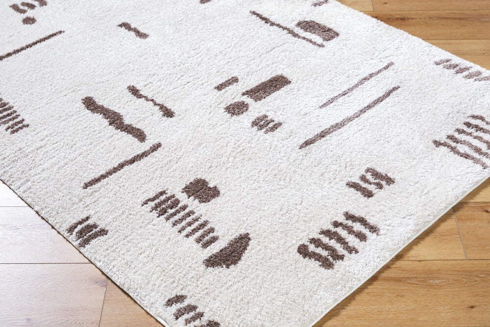 Fossay Shag Dark Brown/Light Beige Machine Woven Rug FSG-2300 - corner