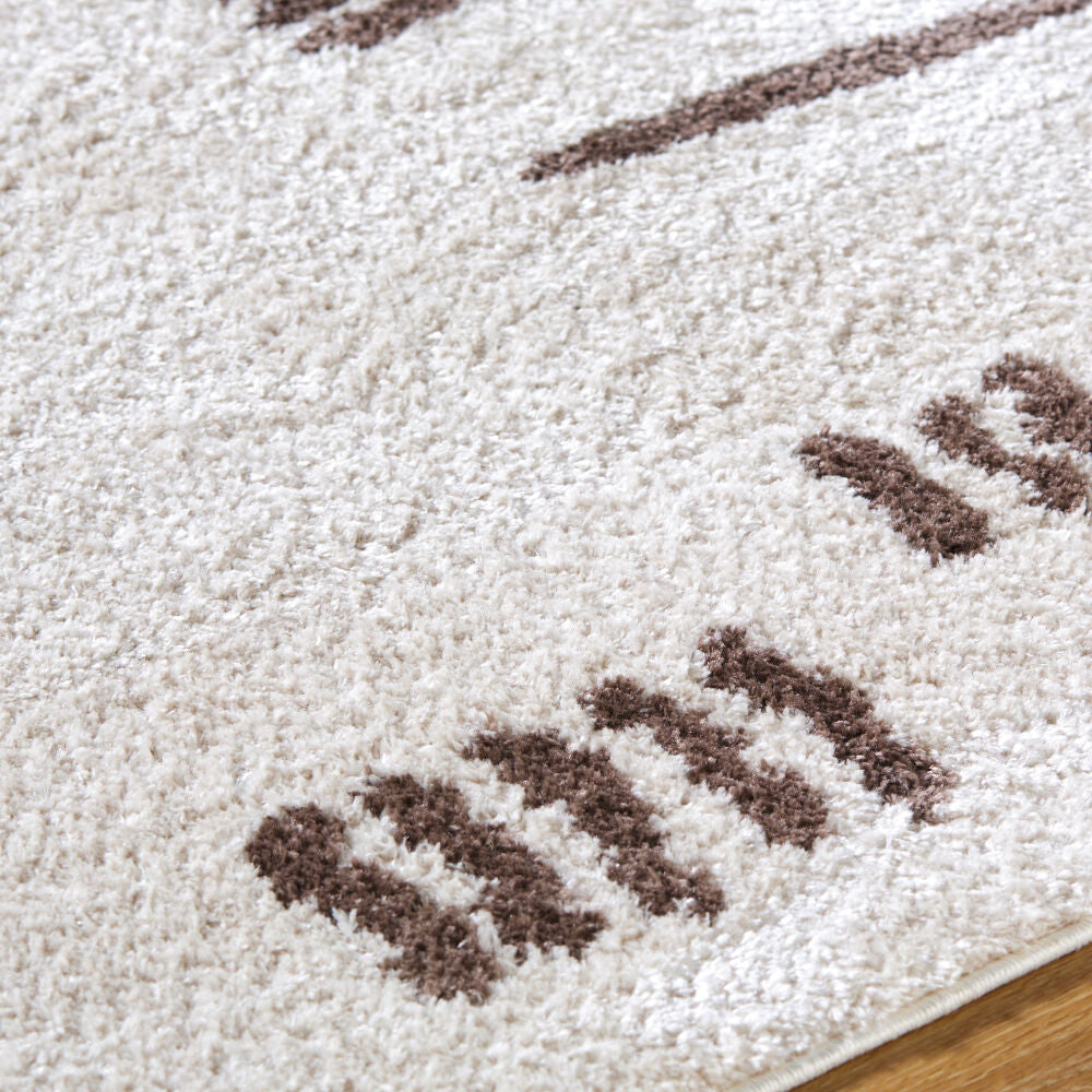 Fossay Shag Dark Brown/Light Beige Machine Woven Rug FSG-2300 - texture