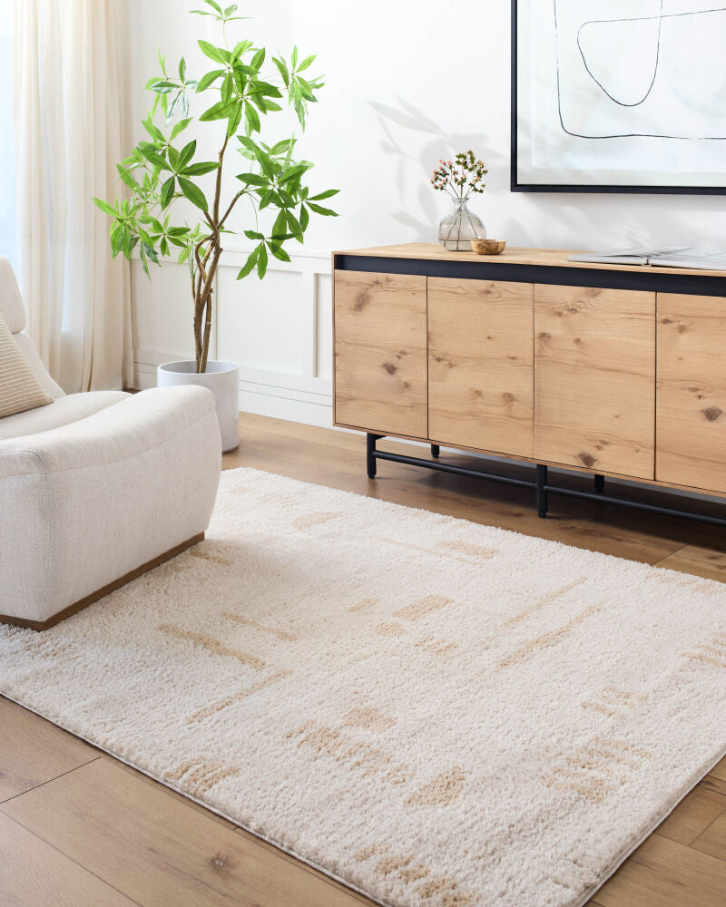 Fossay Shag Beige/Light Beige Machine Woven Rug FSG-2301 - roomscene