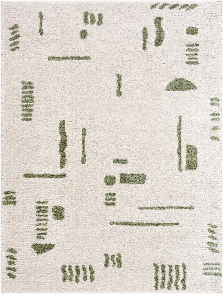 Fossay Shag Grass Green/Light Beige Machine Woven Rug FSG-2302 - 2' x 2'11"
