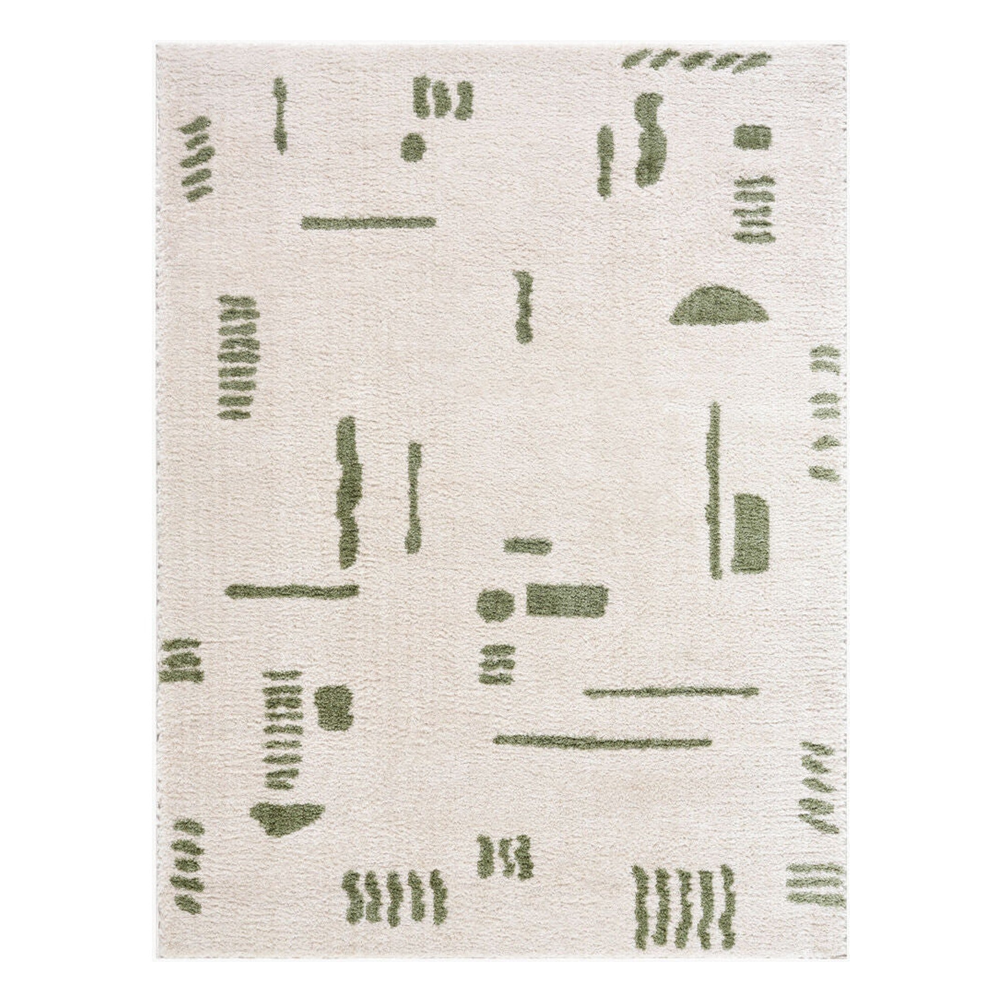Fossay Shag Grass Green/Light Beige Machine Woven Rug FSG-2302 - 2' x 2'11"