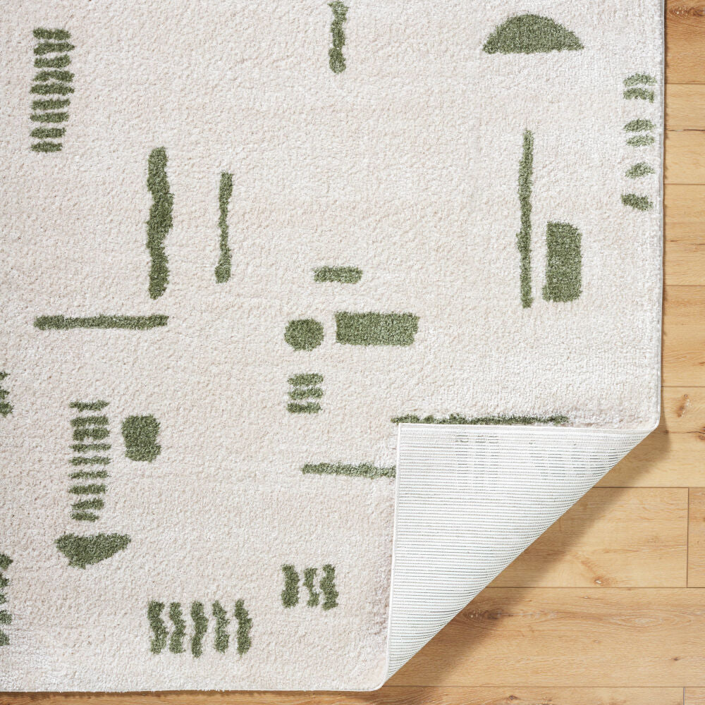 Fossay Shag Grass Green/Light Beige Machine Woven Rug FSG-2302 - fold