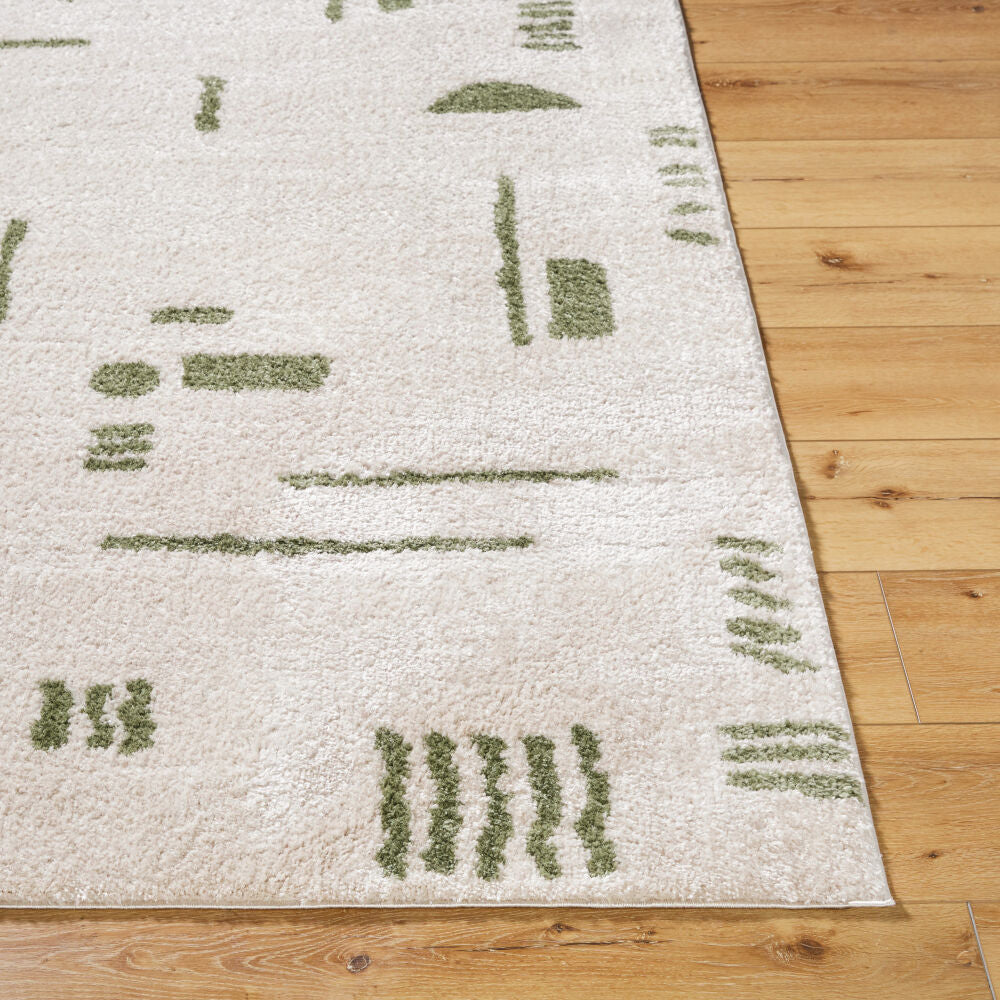 Fossay Shag Grass Green/Light Beige Machine Woven Rug FSG-2302 - front