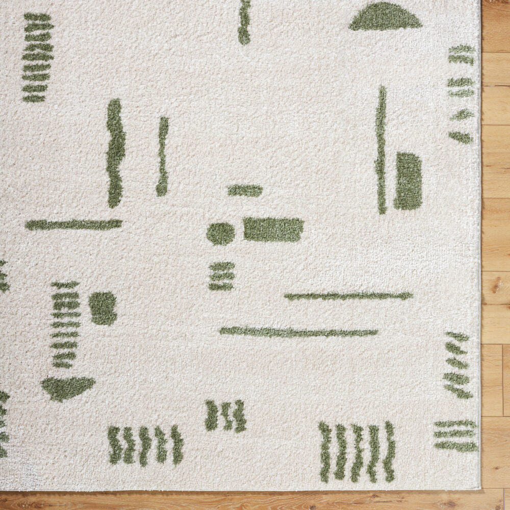 Fossay Shag Grass Green/Light Beige Machine Woven Rug FSG-2302 - overhead