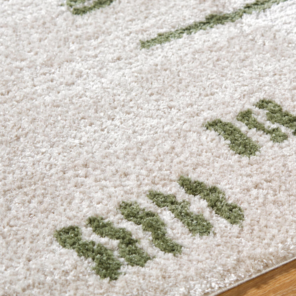 Fossay Shag Grass Green/Light Beige Machine Woven Rug FSG-2302 - texture