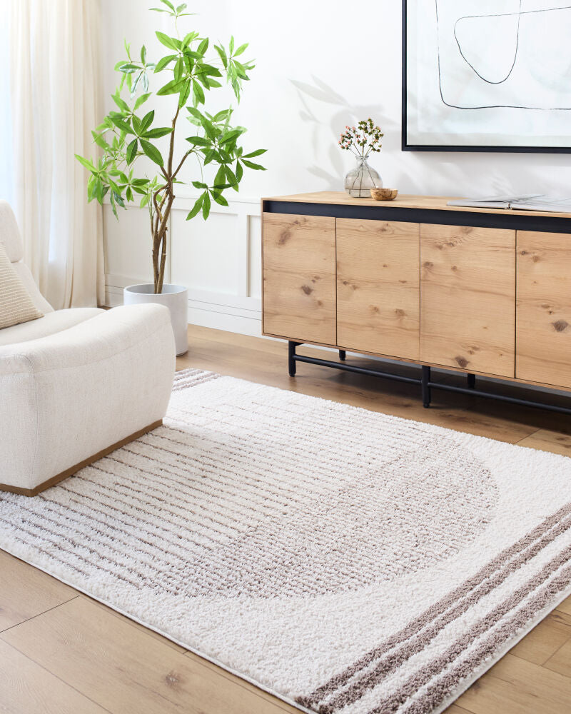Fossay Shag Dark Brown/Light Beige Machine Woven Rug FSG-2305 - roomscene