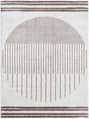 Fossay Shag Dark Brown/Light Beige Machine Woven Rug FSG-2305 - 2' x 2'11"