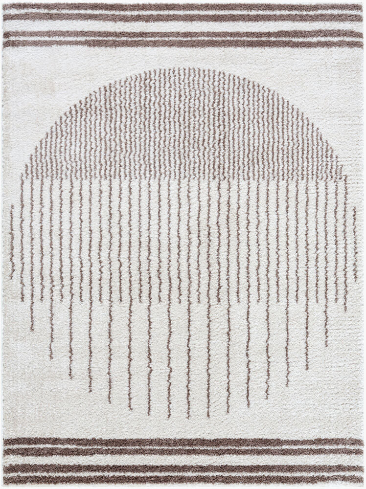 Fossay Shag Dark Brown/Light Beige Machine Woven Rug FSG-2305 - 2' x 2'11"