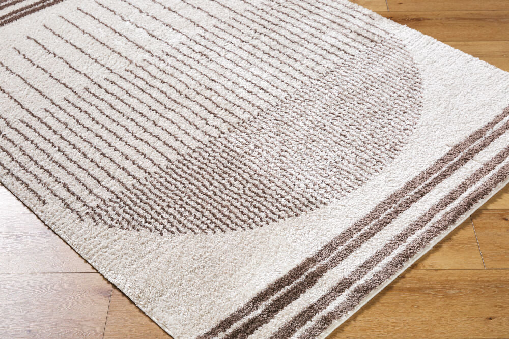 Fossay Shag Dark Brown/Light Beige Machine Woven Rug FSG-2305 - corner