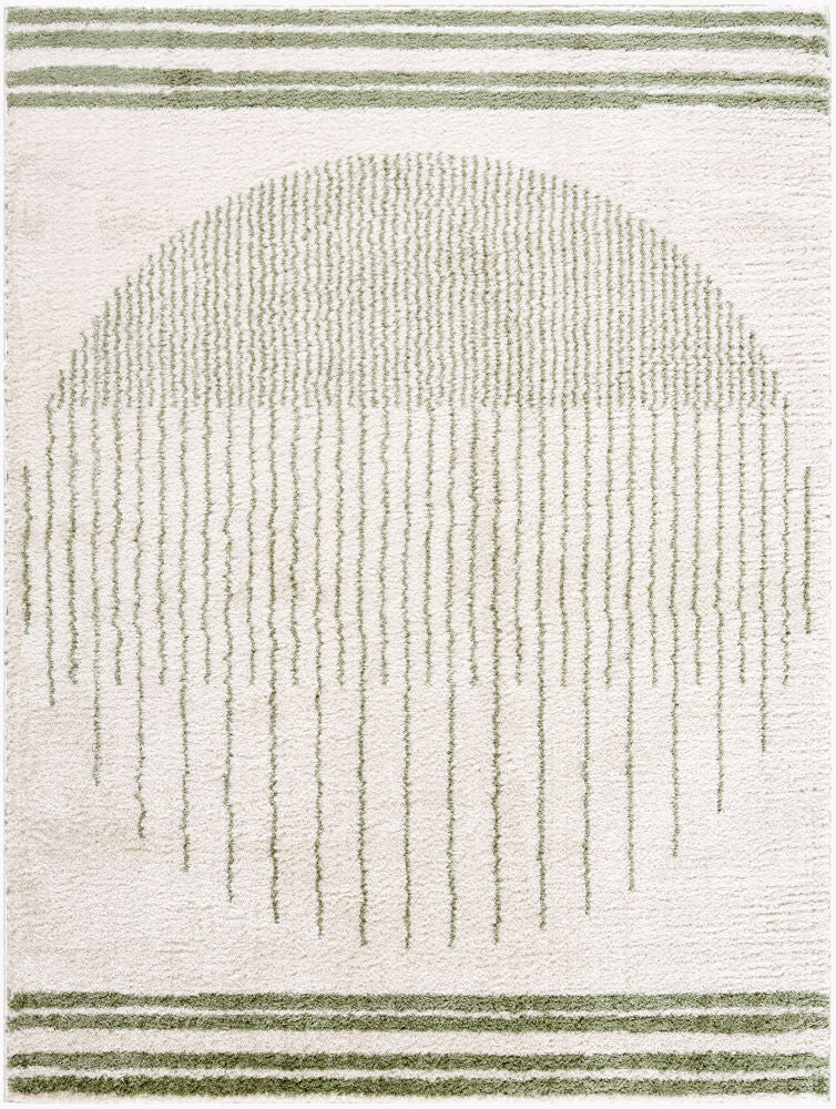 Fossay Shag Grass Green/Light Beige Machine Woven Rug FSG-2307 - 2' x 2'11"