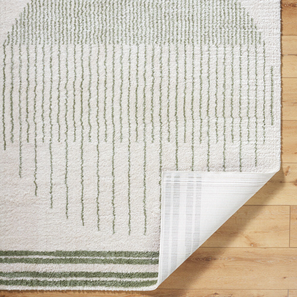 Fossay Shag Grass Green/Light Beige Machine Woven Rug FSG-2307 - fold