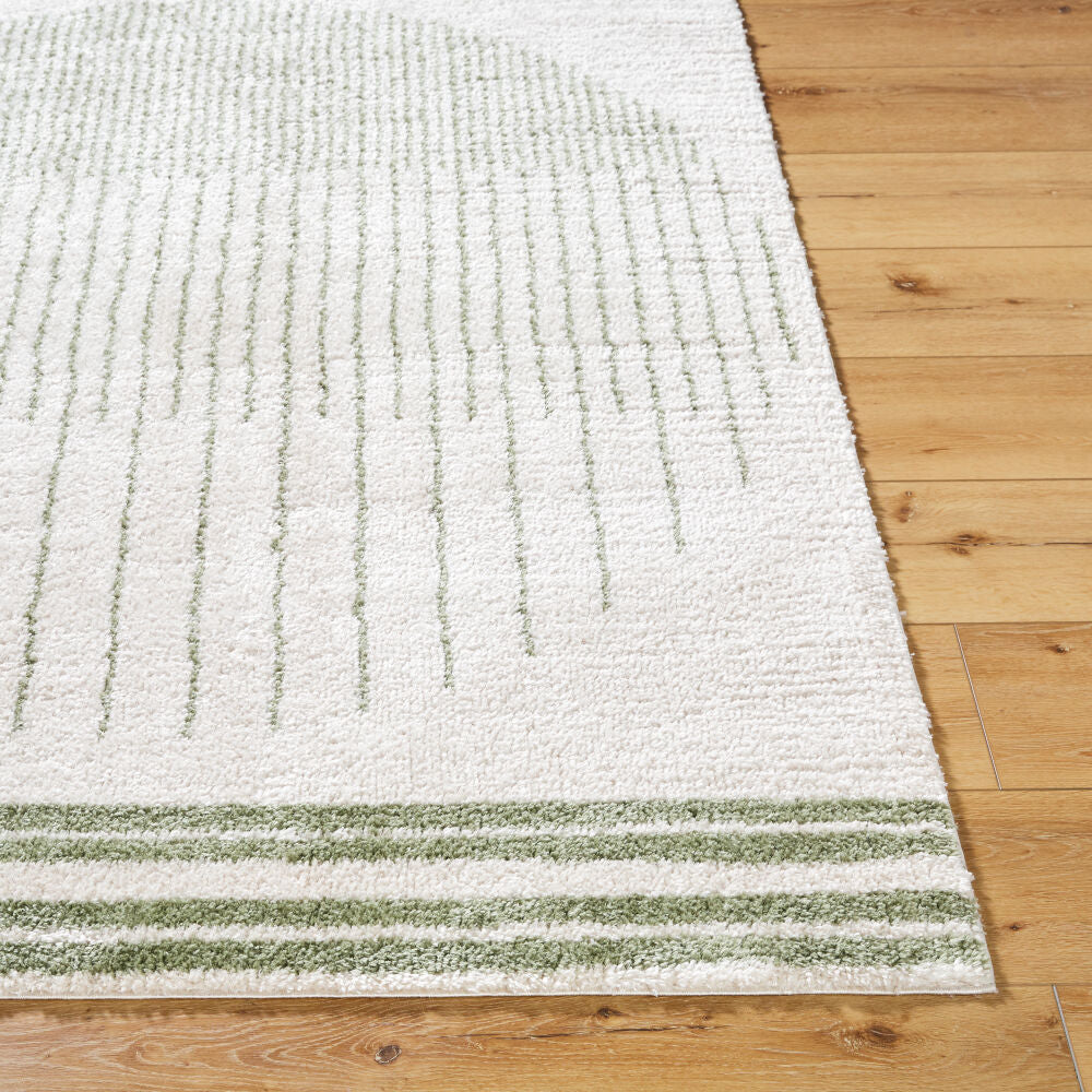 Fossay Shag Grass Green/Light Beige Machine Woven Rug FSG-2307 - front