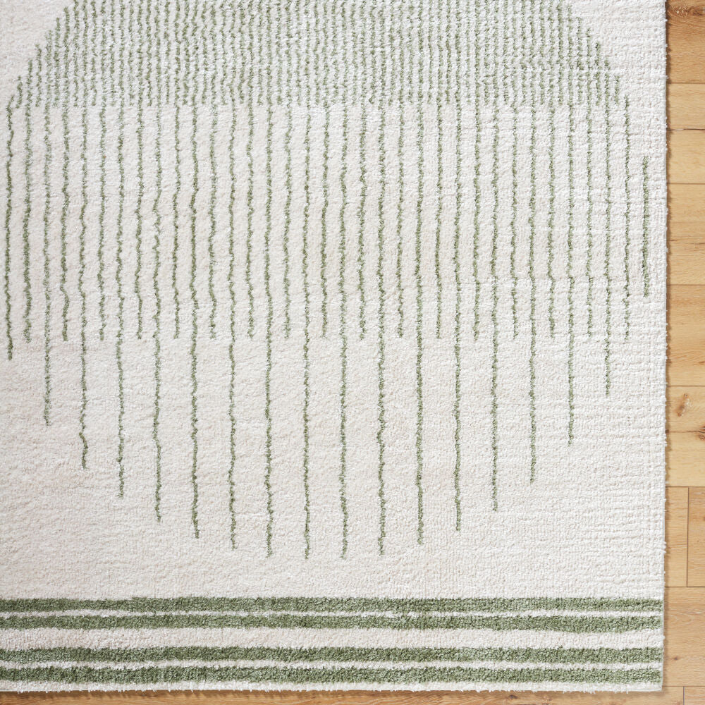 Fossay Shag Grass Green/Light Beige Machine Woven Rug FSG-2307 - overhead