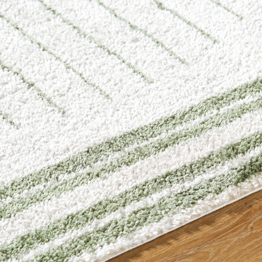 Fossay Shag Grass Green/Light Beige Machine Woven Rug FSG-2307 - texture