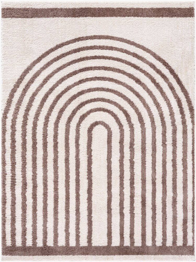 Fossay Shag Dark Brown/Light Beige Machine Woven Rug FSG-2310 - 2' x 2'11"