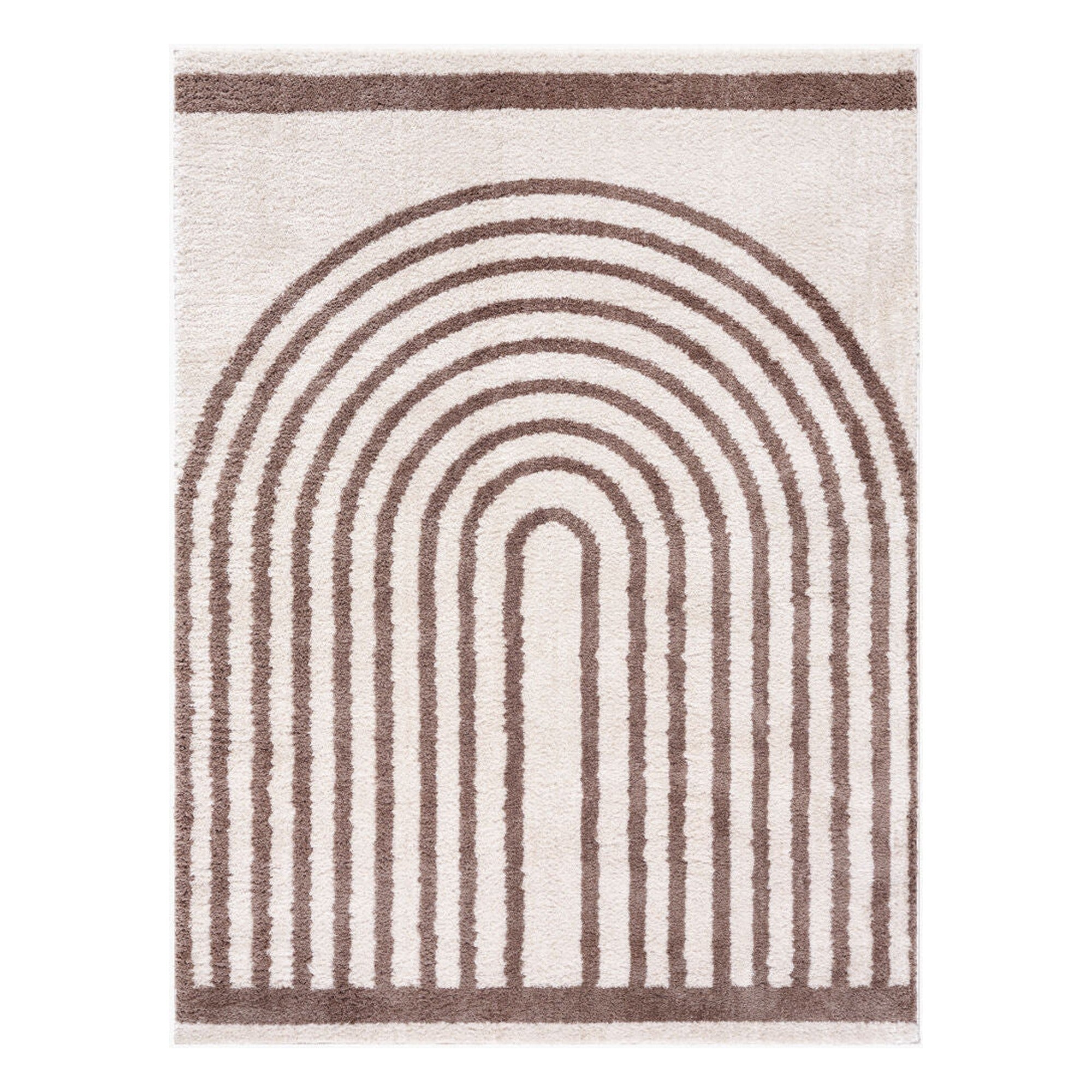 Fossay Shag Dark Brown/Light Beige Machine Woven Rug FSG-2310 - 2' x 2'11"