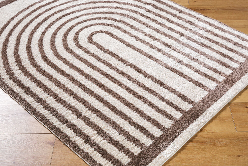 Fossay Shag Dark Brown/Light Beige Machine Woven Rug FSG-2310 - corner