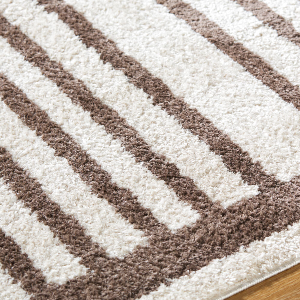 Fossay Shag Dark Brown/Light Beige Machine Woven Rug FSG-2310 - texture