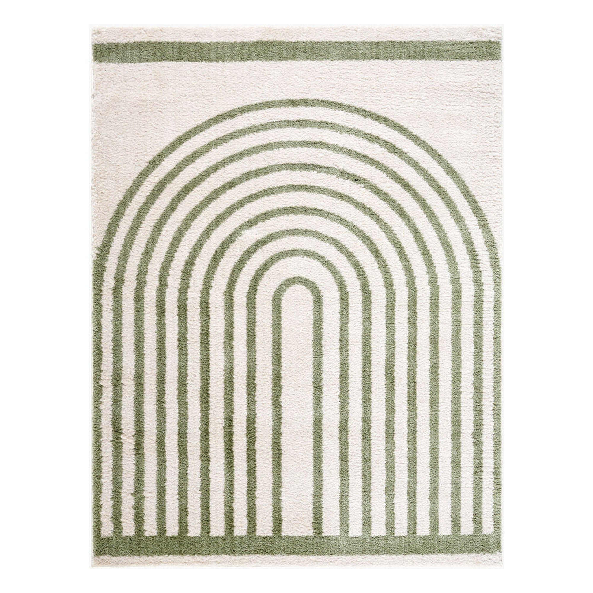Fossay Shag Grass Green/Light Beige Machine Woven Rug FSG-2312 - 2' x 2'11"