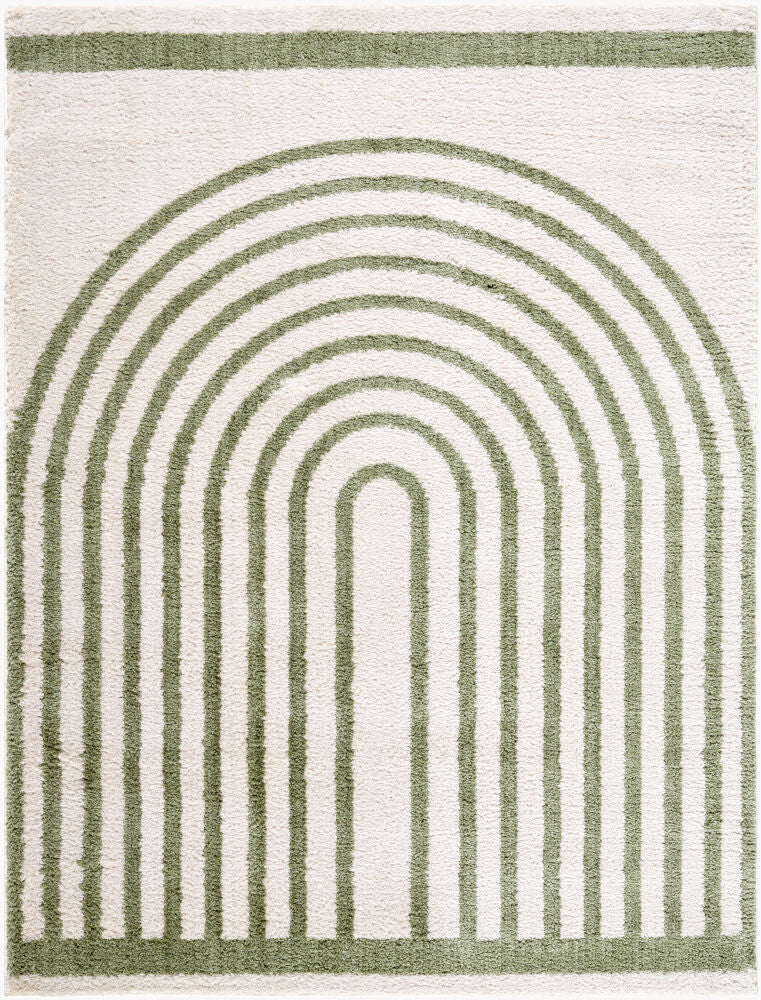 Fossay Shag Grass Green/Light Beige Machine Woven Rug FSG-2312 - 2' x 2'11"
