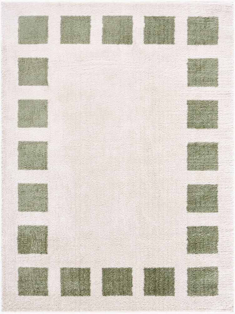 Fossay Shag Grass Green/Light Beige Machine Woven Rug FSG-2315 - 2' x 2'11"
