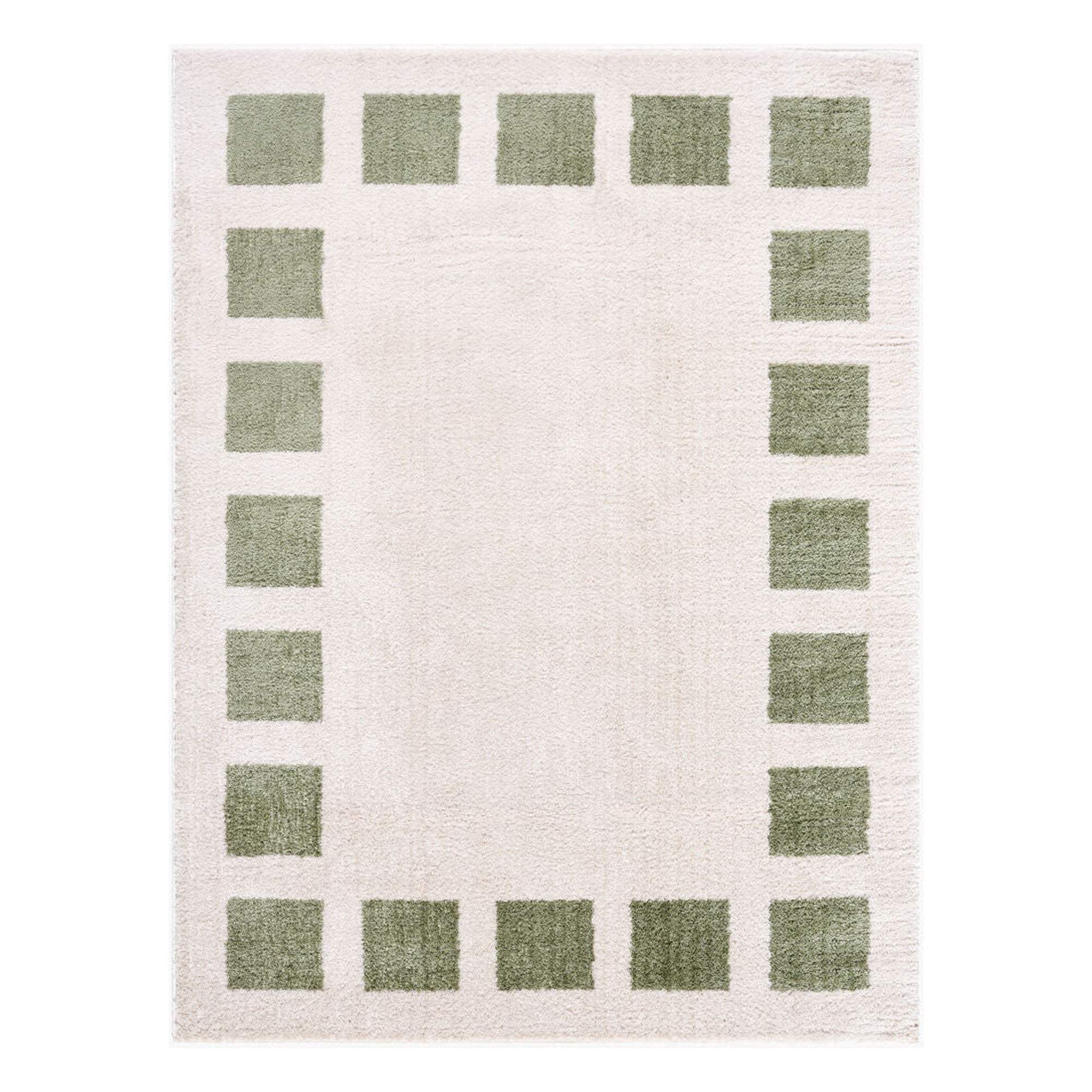 Fossay Shag Grass Green/Light Beige Machine Woven Rug FSG-2315 - 2' x 2'11"