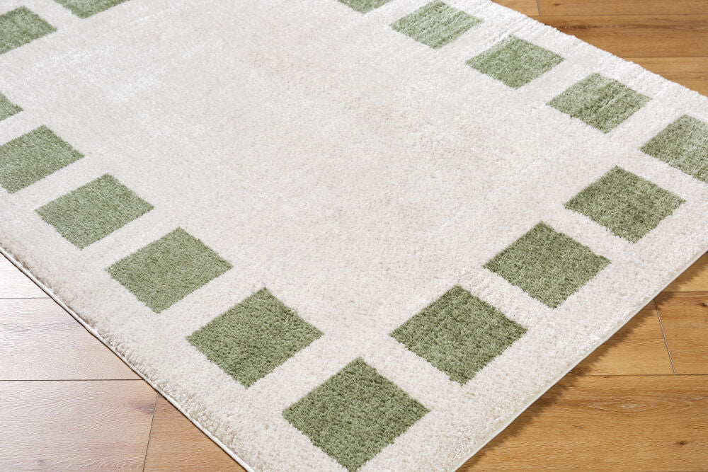 Fossay Shag Grass Green/Light Beige Machine Woven Rug FSG-2315 - corner