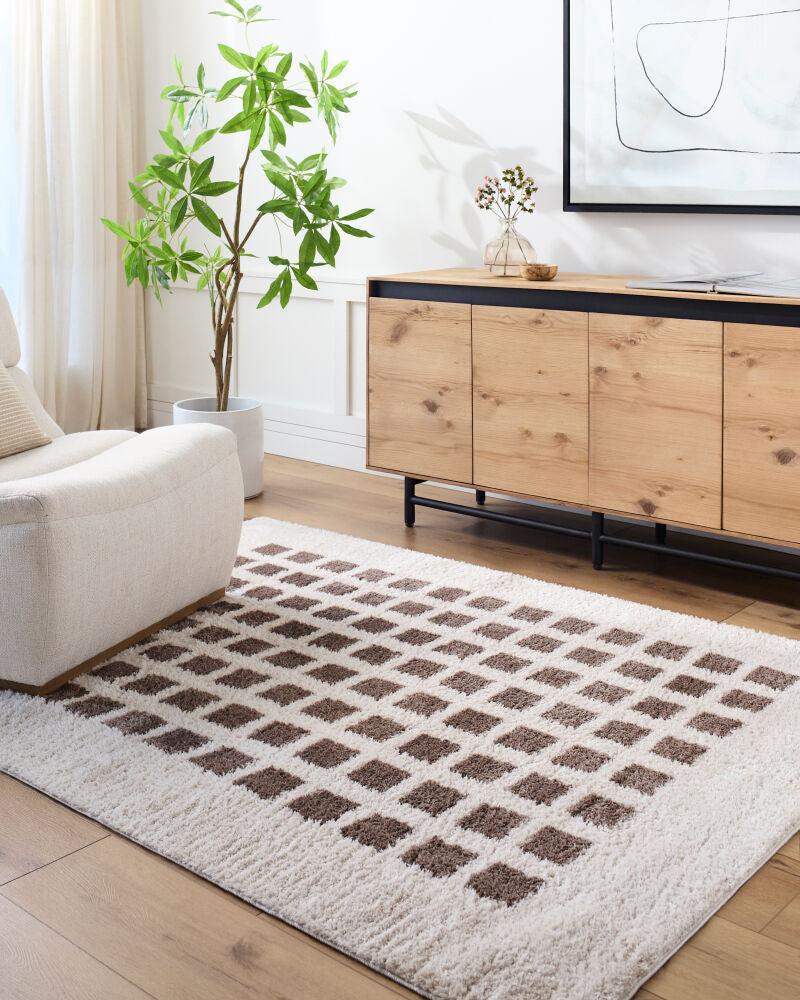 Fossay Shag Dark Brown/Light Beige Machine Woven Rug FSG-2318 - roomscene