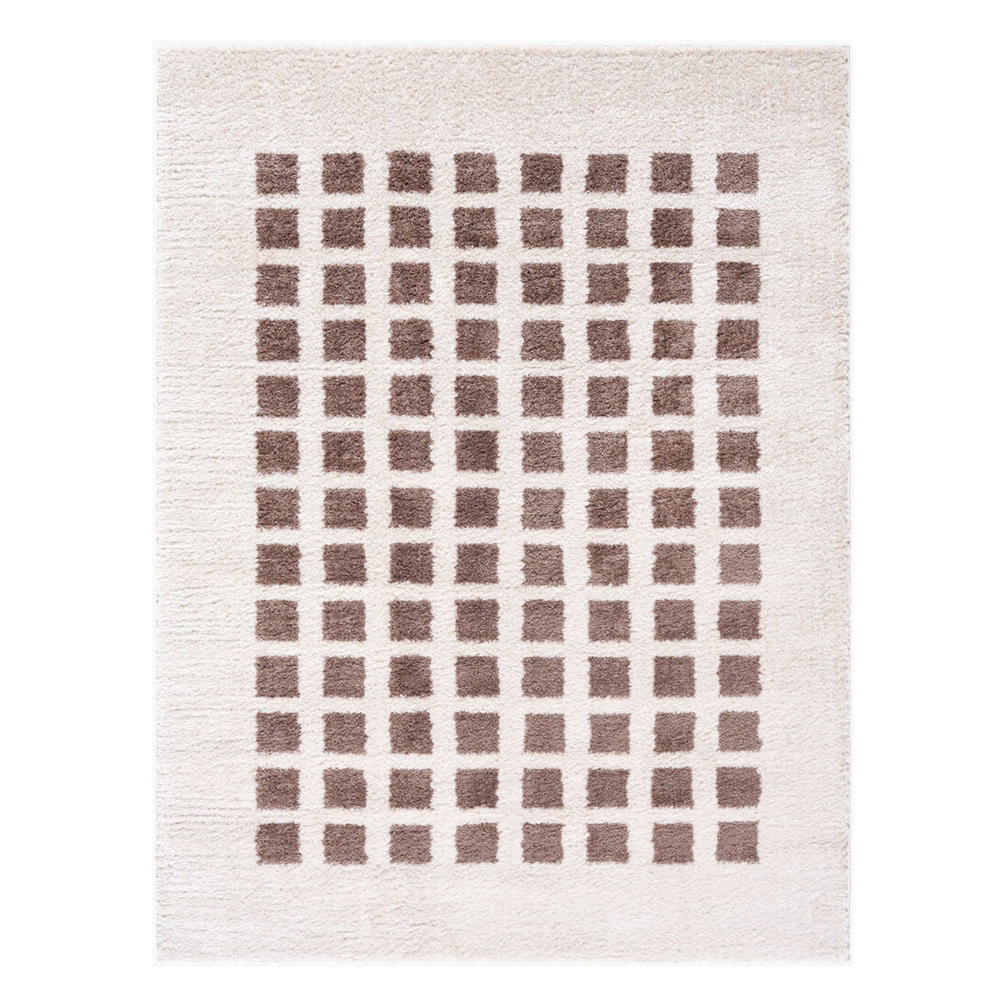 Fossay Shag Dark Brown/Light Beige Machine Woven Rug FSG-2318 - 2' x 2'11"