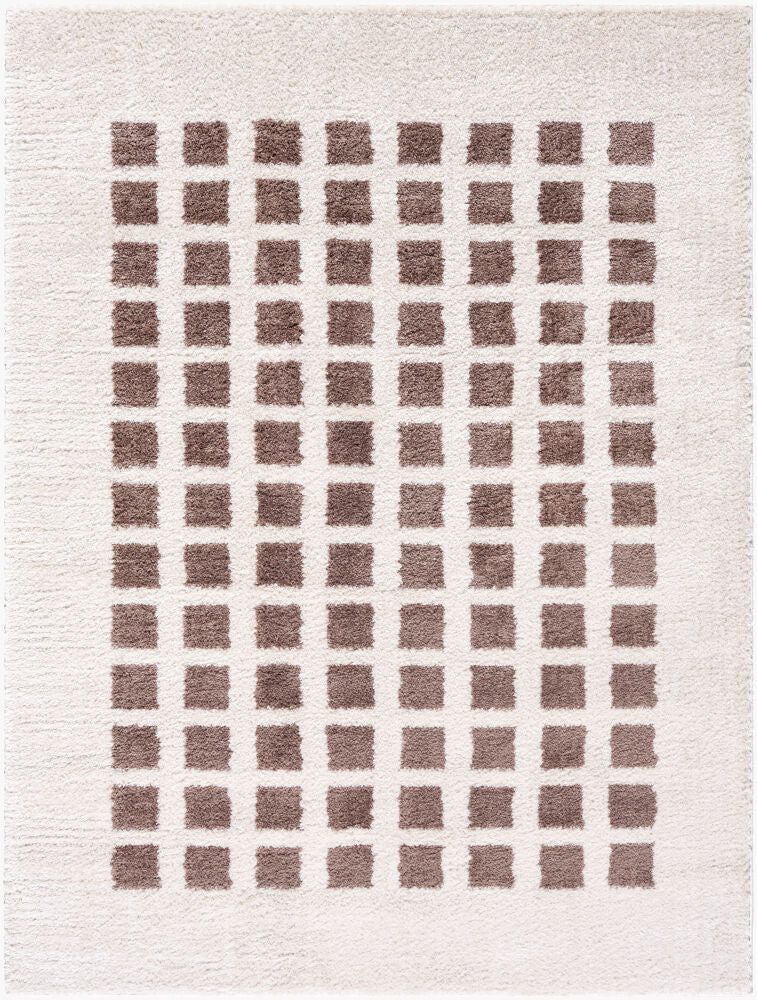 Fossay Shag Dark Brown/Light Beige Machine Woven Rug FSG-2318 - 2' x 2'11"