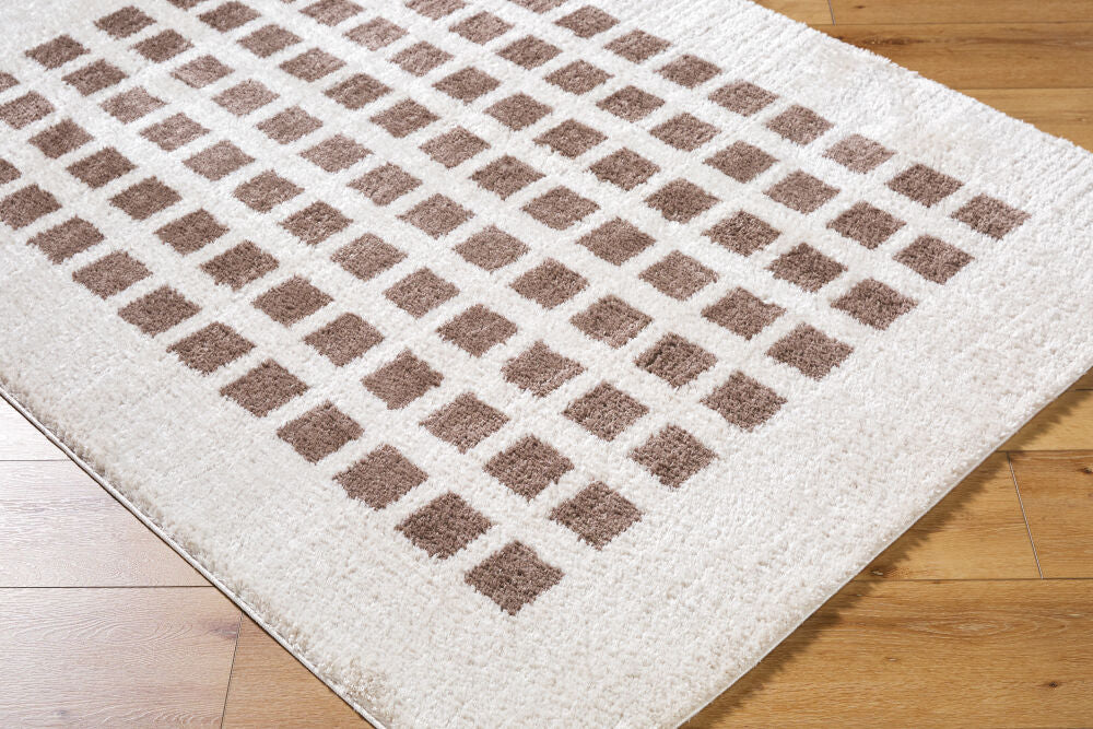 Fossay Shag Dark Brown/Light Beige Machine Woven Rug FSG-2318 - corner
