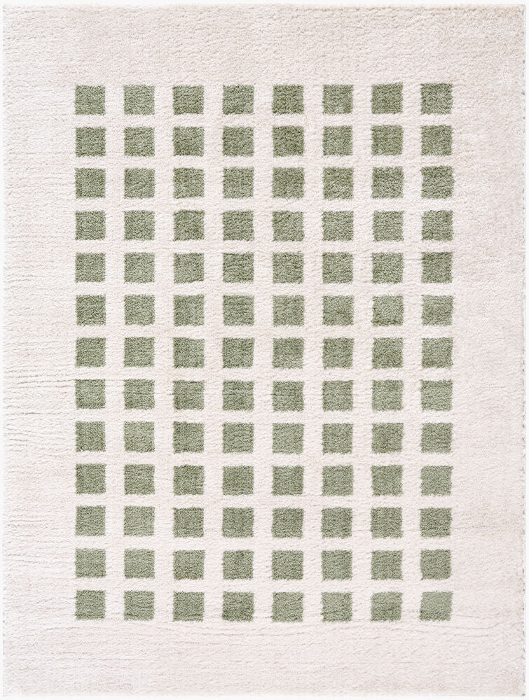 Fossay Shag Grass Green/Light Beige Machine Woven Rug FSG-2320 - 2' x 2'11"