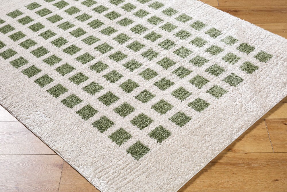 Fossay Shag Grass Green/Light Beige Machine Woven Rug FSG-2320 - corner